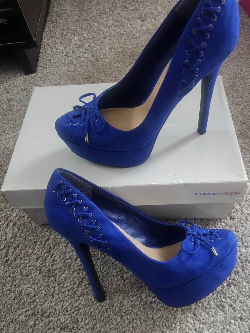 Jessica Simpson Royal Blue Lace-Up Platform Pumps